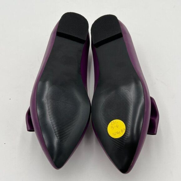 Pazzion Purple Cozy Pointed Toe Ballet Flats Bows Slip On Solid Color Pumps - Picture 6 of 6